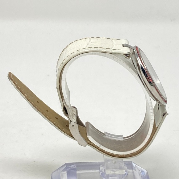 Jacques Lemans Women\'s Watch 35mm Silver Tone Red Crystals Bling 50M New Battery main image 6